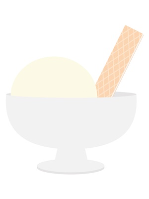 白いウェハースのアイスクリーム